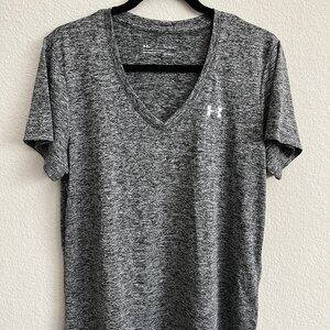 EUC Women’s Under Armour L Heatgear V Neck Tee Short Sleeve Size Large